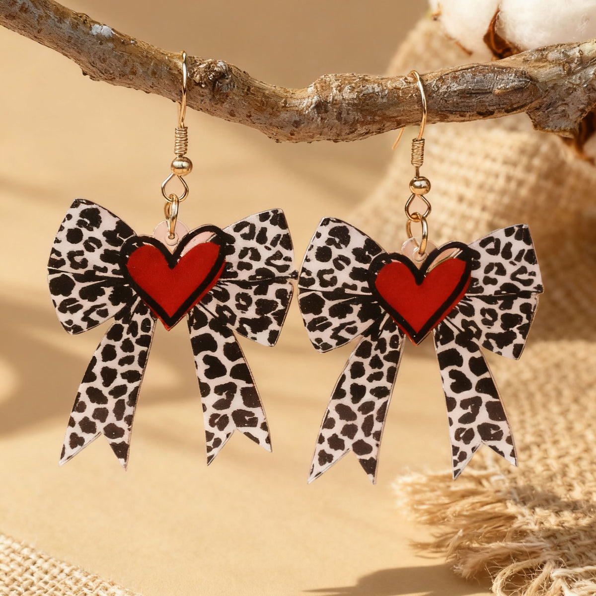 Leopard Bow Dangle Earrings - DippedShop Wholesale - #2499