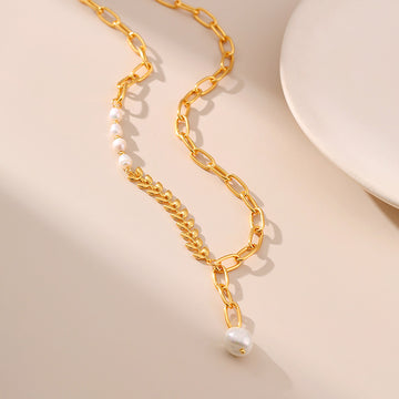 Pearl Wheat Bead Chain Splicing Necklace KN0151