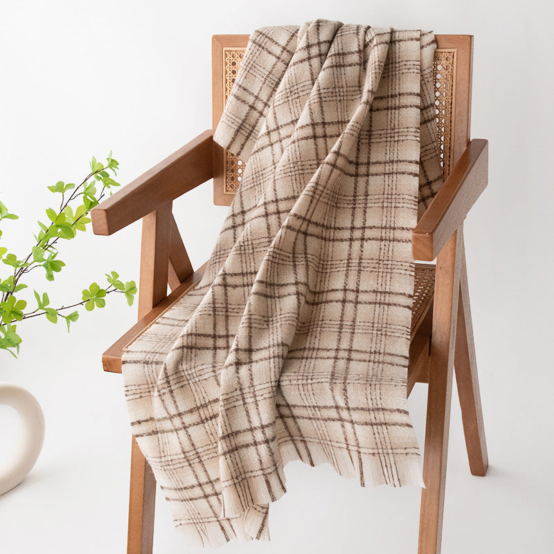 Vintage Soft Plaid Tassel Scarf 6W6NSW289