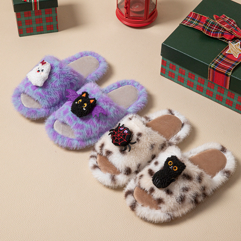Spooky Halloween Cartoon Plush Slippers 6W8FSP223