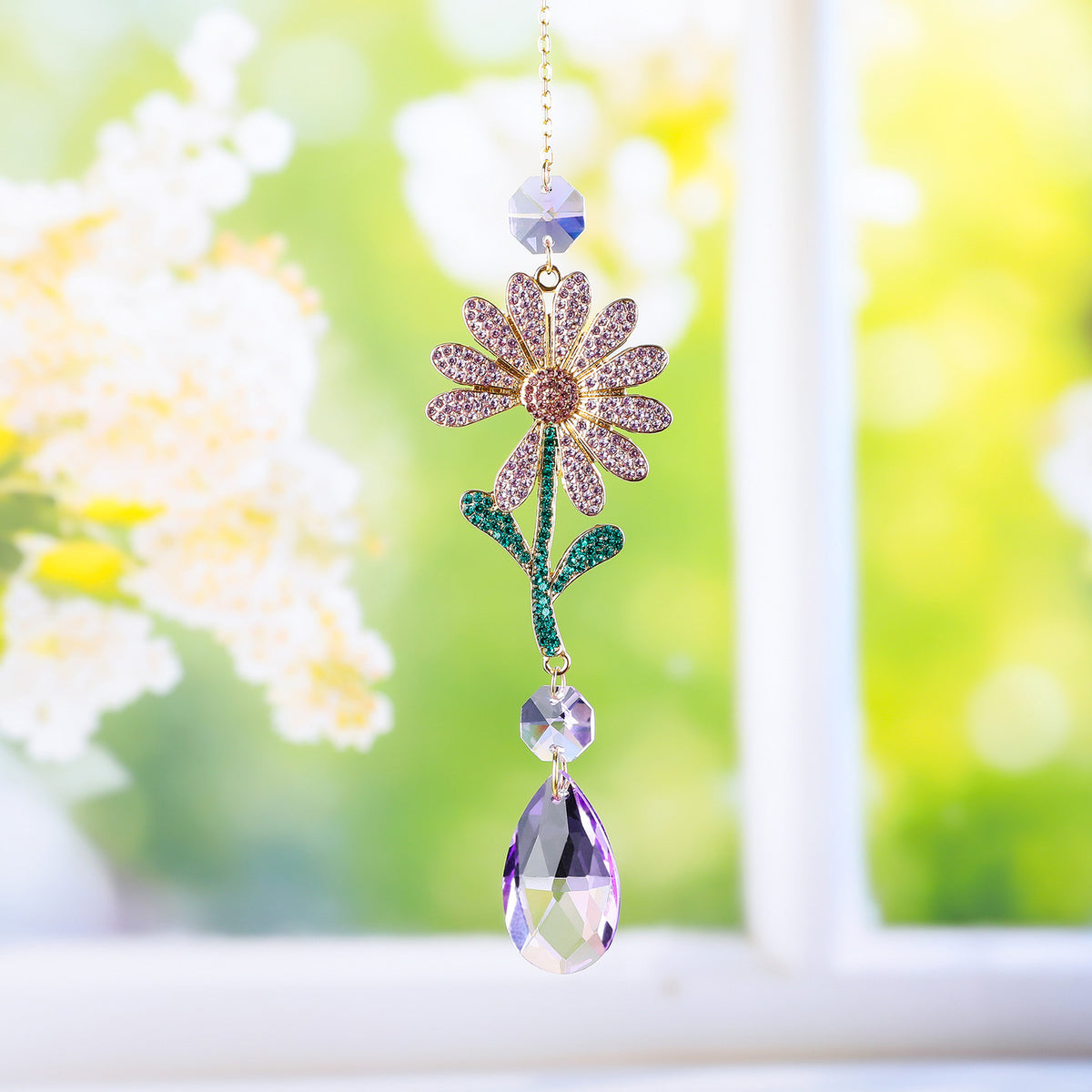 Crystal Daisy Window Suncatcher - DippedShop Wholesale - #6291