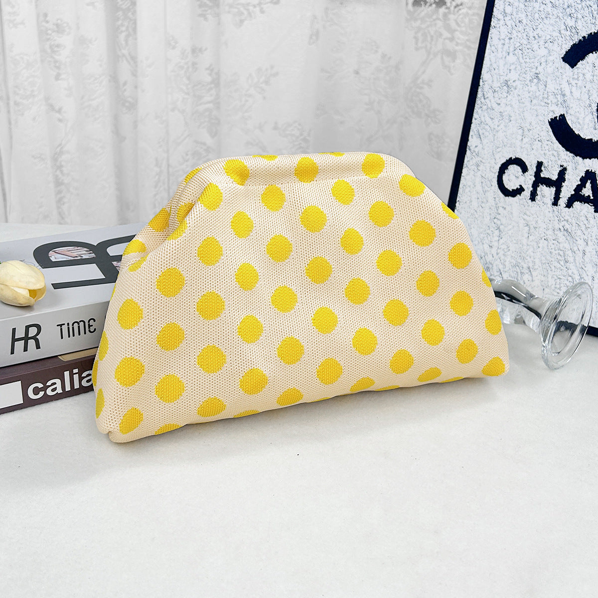 Polka Dot Color Block Evening Handbag 6W10BBG1877