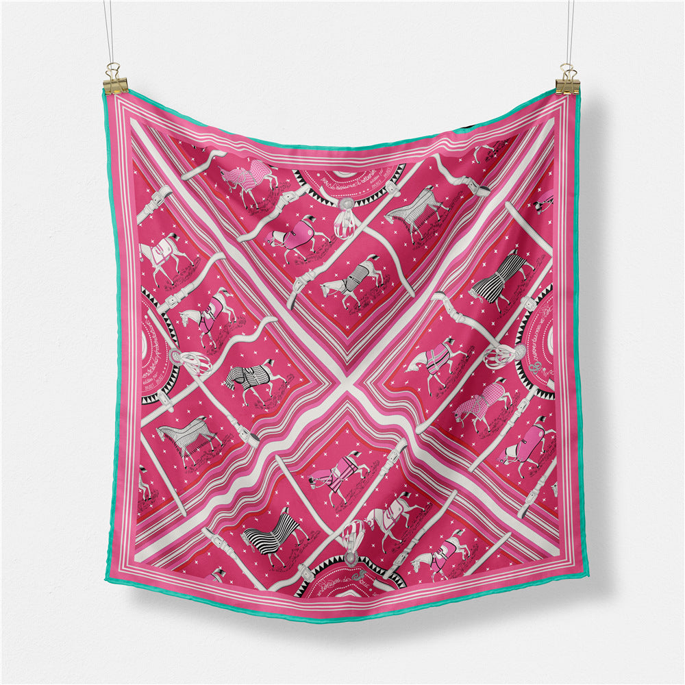 Fashion Abstract Print Versatile Square Silk Scarf 8BW6NSI14