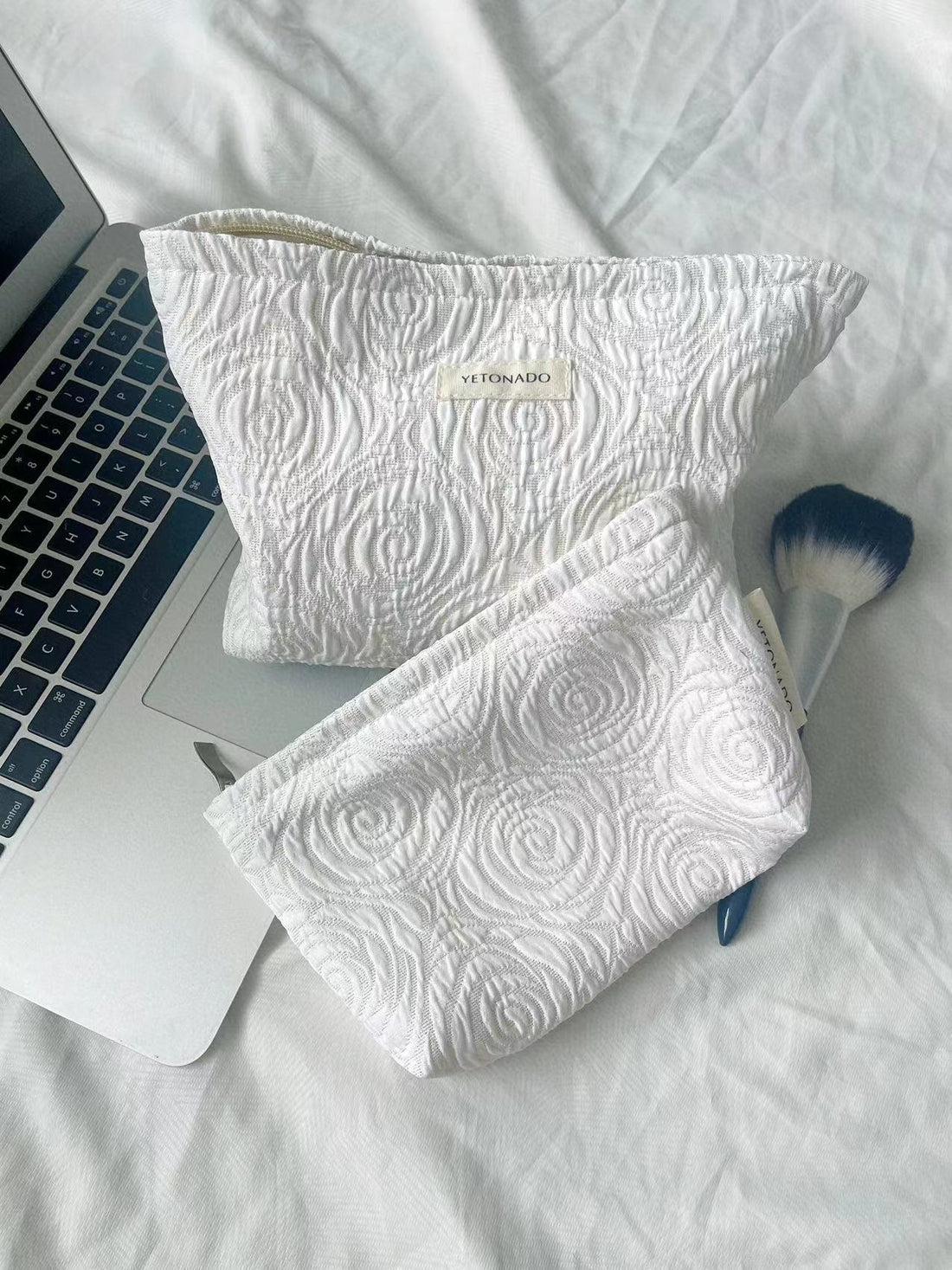 Minimalist Rose Embossed Makeup Bag - DippedShop Wholesale - #8467
