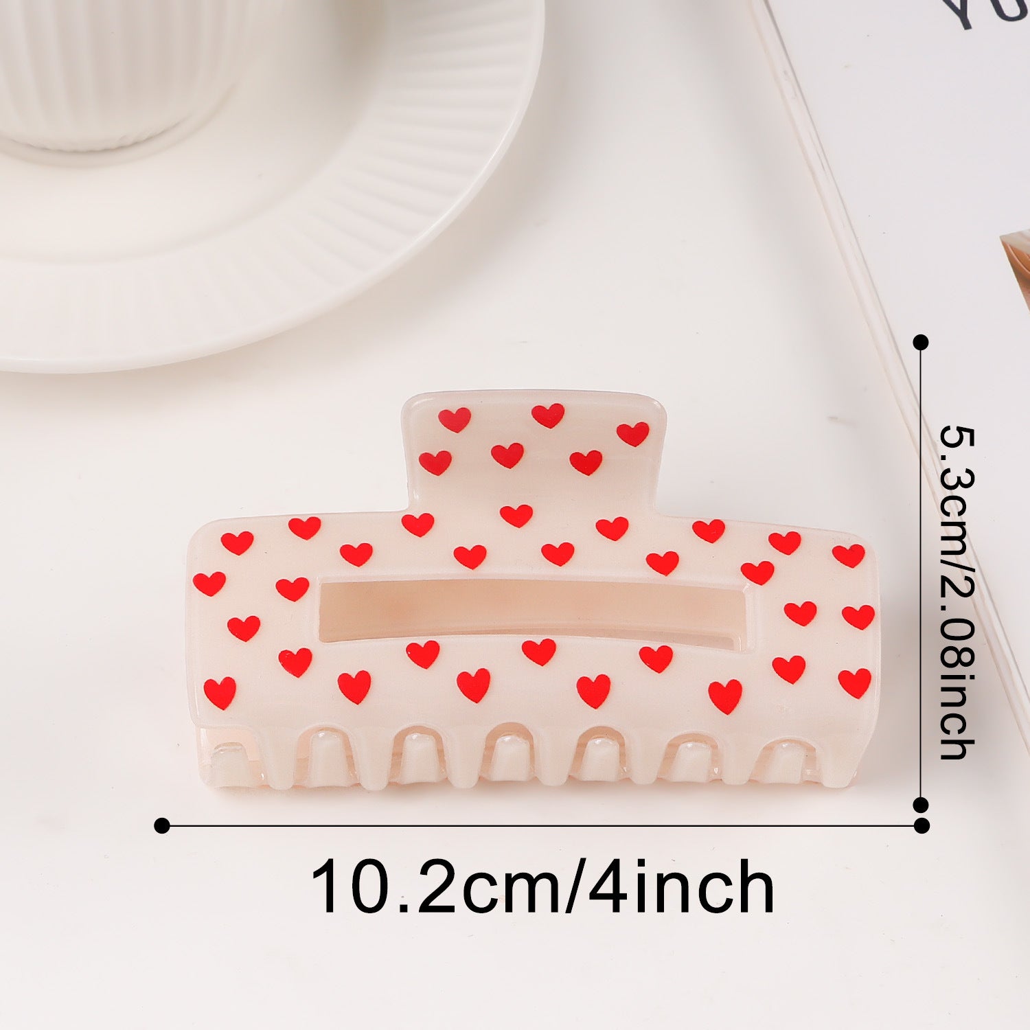 Heart Print Hair Claw - DippedShop Wholesale - #2771