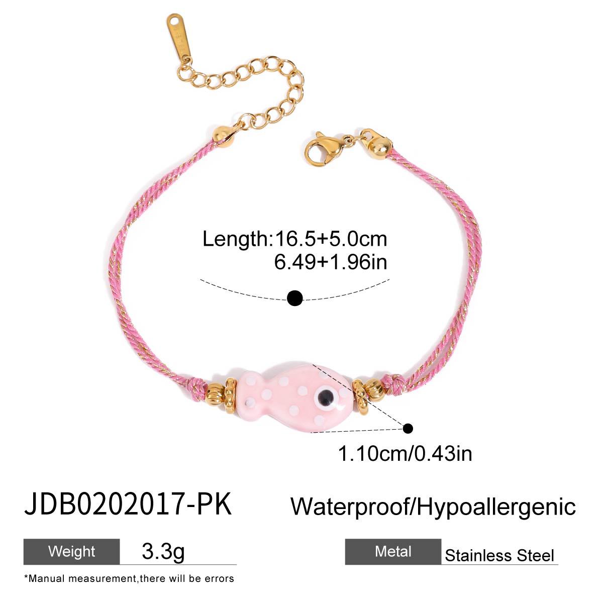 Cute Fish Pendant Rope Bradided Bracelet 6W6JBR354