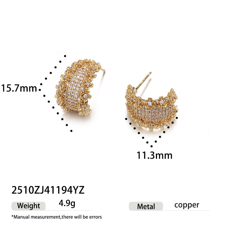 C-Shaped Cubic Zirconia Studs - DippedShop Wholesale - #8563