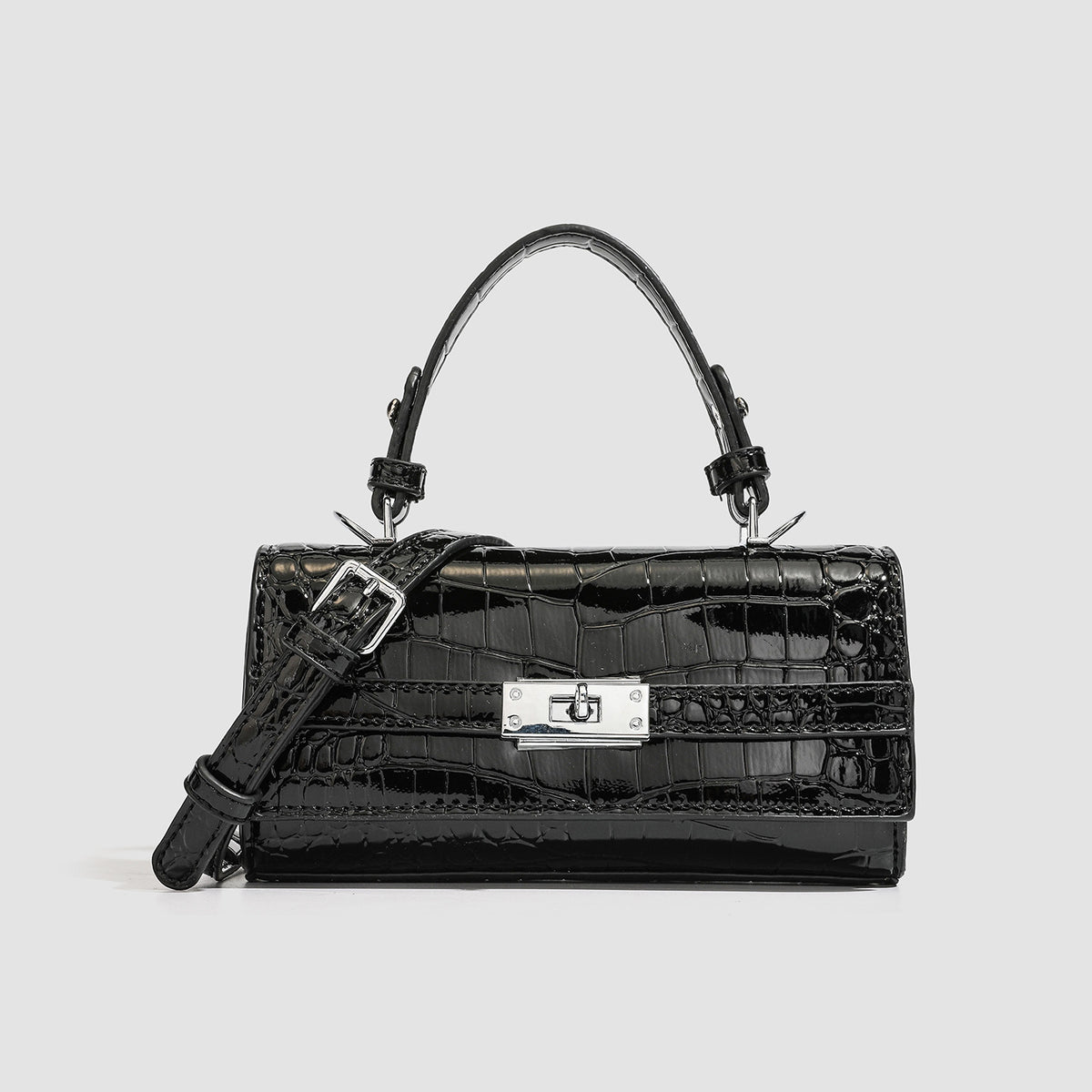 Vintage Crocodile Pattern Square Clutch Handbag 6W10BBG2413