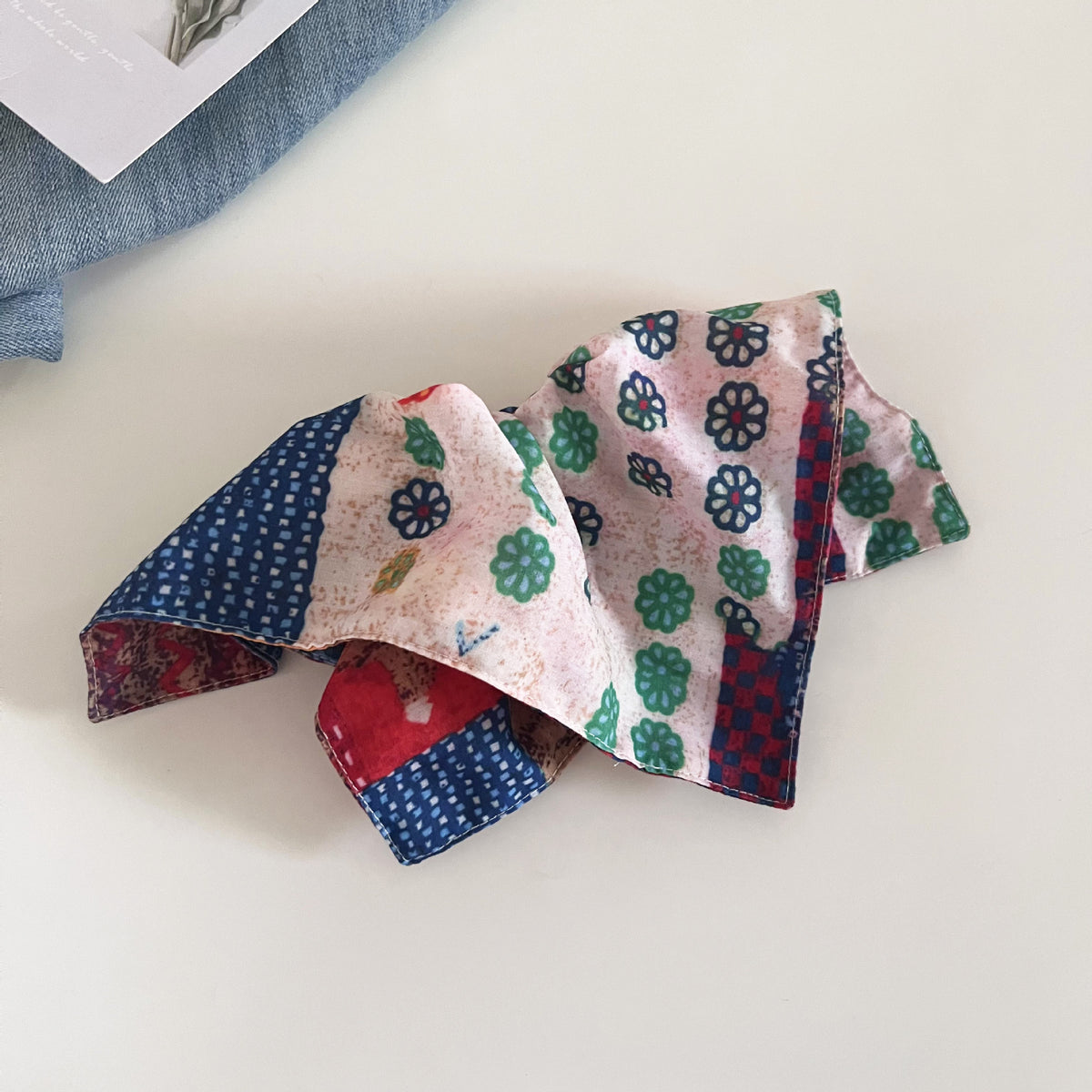 Boho Style Color Block Scarf Hair Scrunchie 6W6HSR475