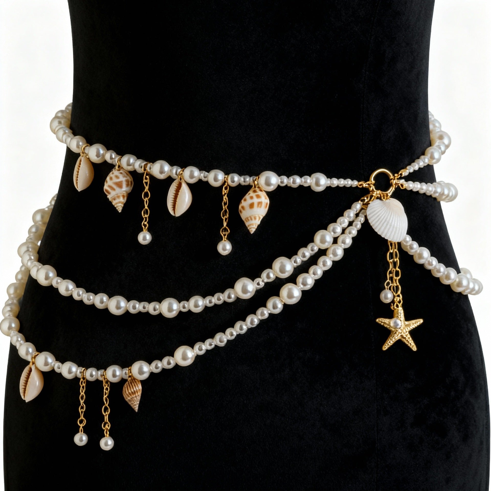 Beach Shell Starfish Layered Link Waist Chain 8ZA6JBC100T