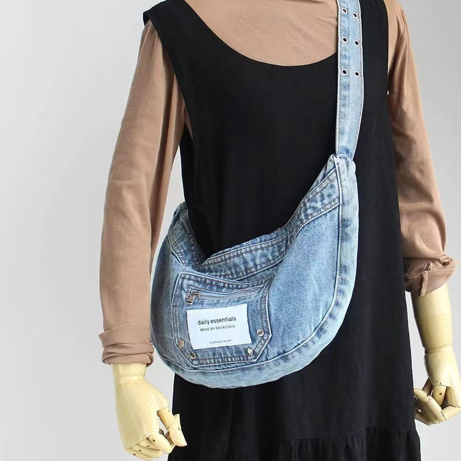 Retro Washed Crescent Shoulder Crosbody Bag 6W10BBG1394