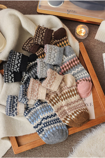 Retro Color Block Thicken Thermal Crew Socks DP25H532