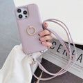 Solid Color Faux Leather Crossbody Wallet iPhone Case 6Z13HPC200