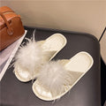 Fluffy Feather Slide Slippers - DippedShop Wholesale - #9411