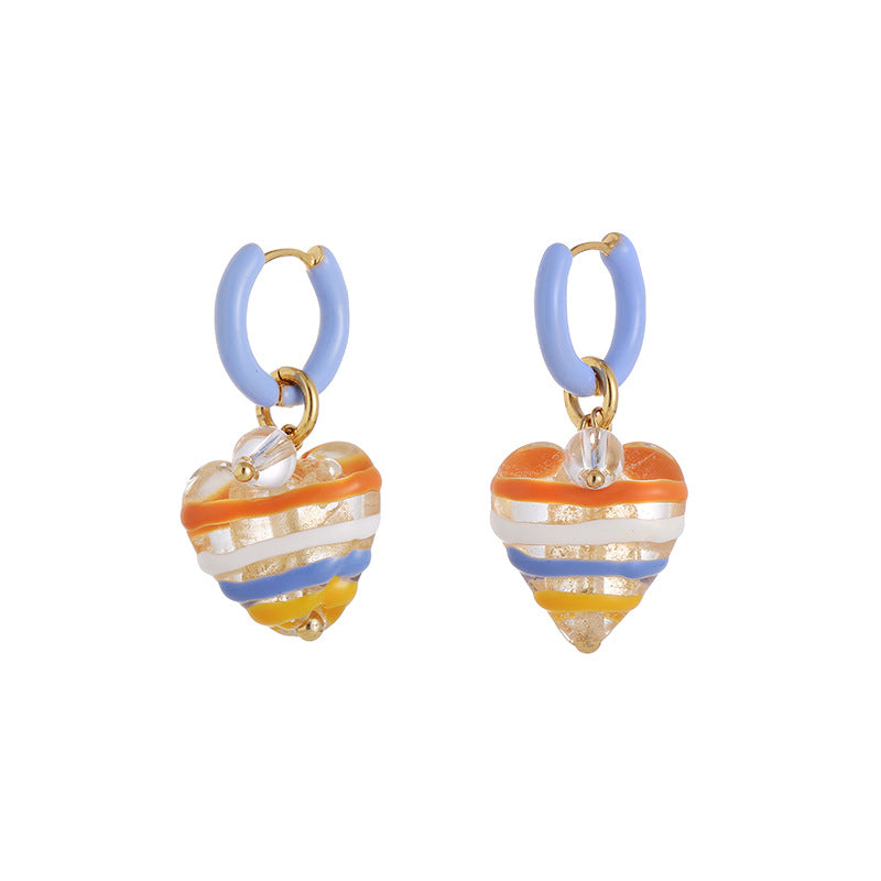 Heart Dangle Hoop Earrings - DippedShop Wholesale - #3699