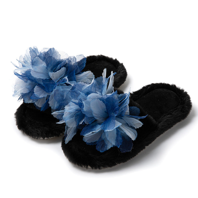 3D Floral Plush Slippers - DippedShop Wholesale - #4035