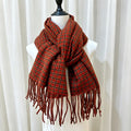 Plaid Fringe Scarf - DippedShop Wholesale - #7619