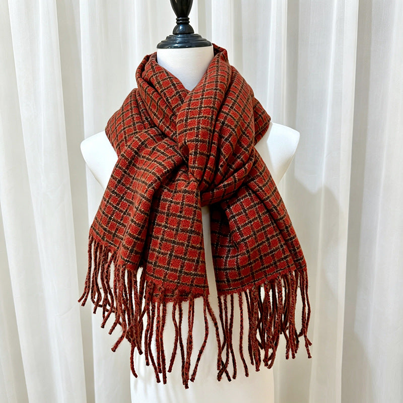 Plaid Fringe Scarf - DippedShop Wholesale - #7619