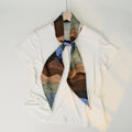 Minimalist Color Block Striped Print Silk Scarf 6W6NSI178