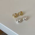 Chunky Textured Shell Huggie Hoops - DippedShop Wholesale - #7171