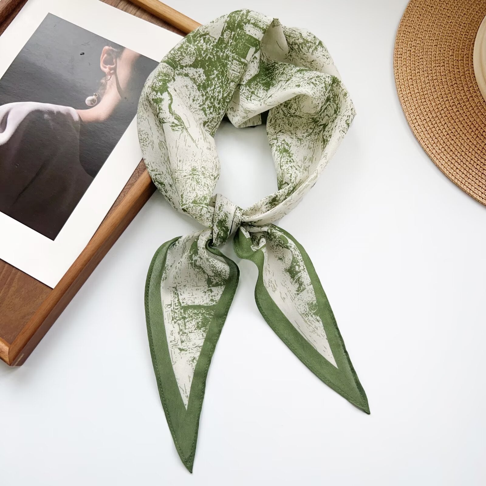 Trendy Flower Print Cotton Neckerchief Head Scarf MK2BW6W6NSI12