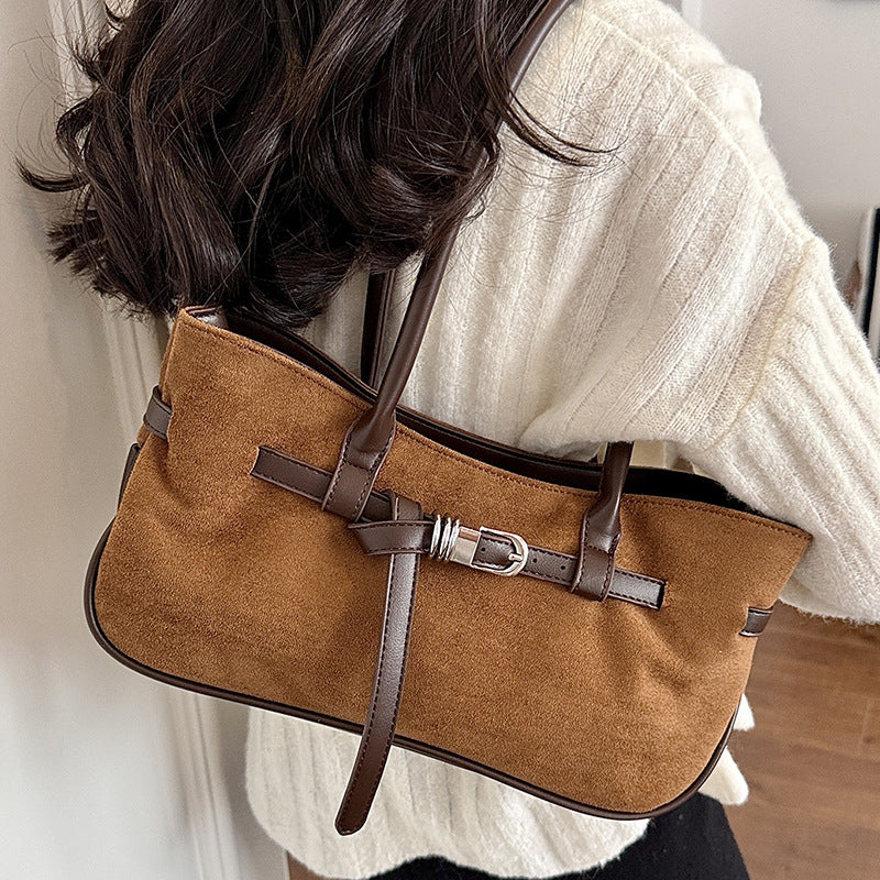 Retro Belted Leather Trim Large Capacity Tote Bag 6W10BBG2430