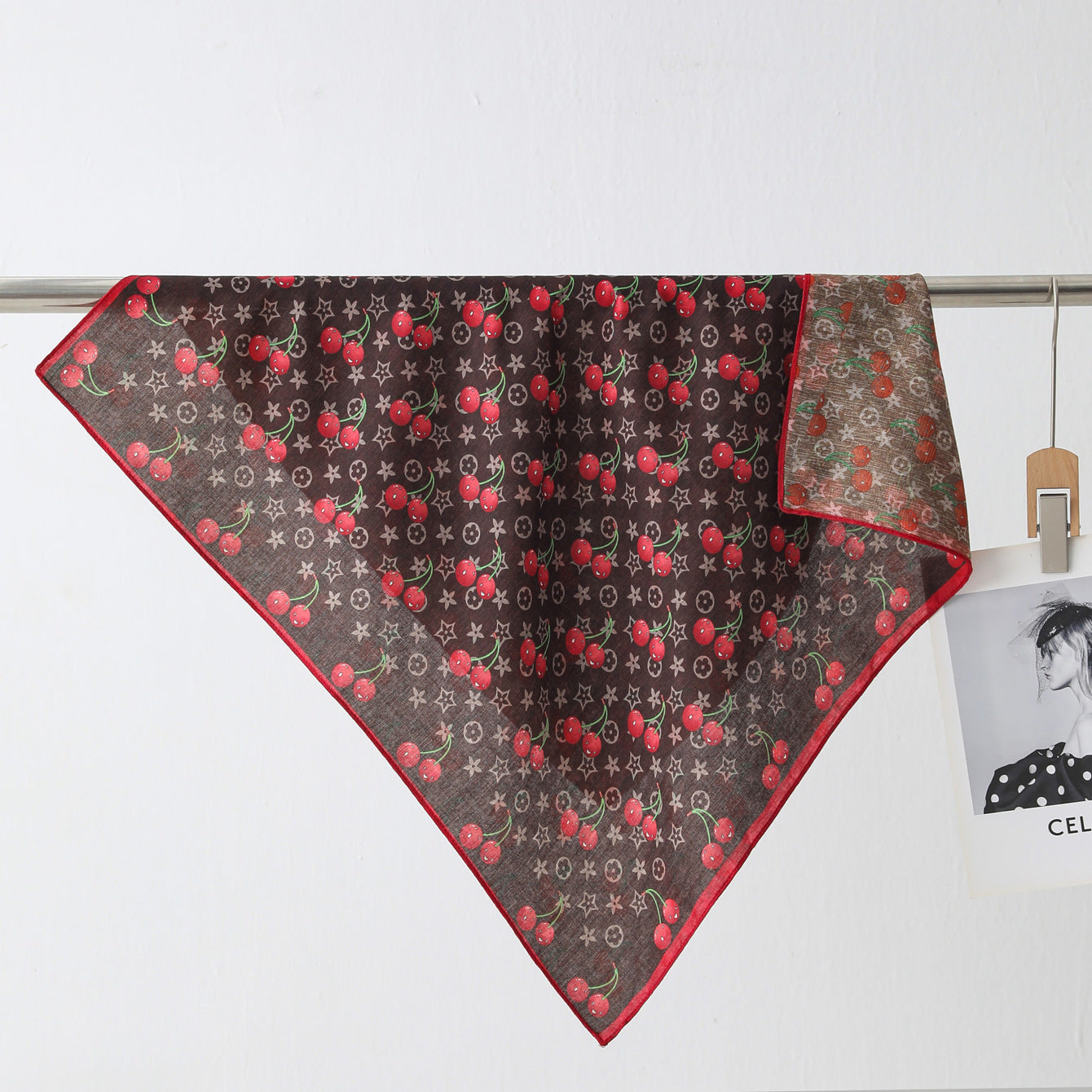 Cherry Print Square Scarf - DippedShop Wholesale - #8643