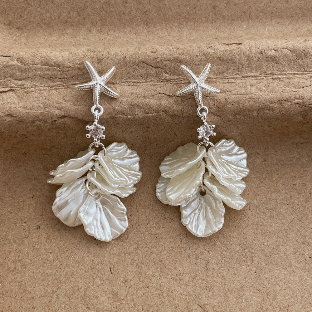 Starfish Shell Dangle Earrings - DippedShop Wholesale - #9987