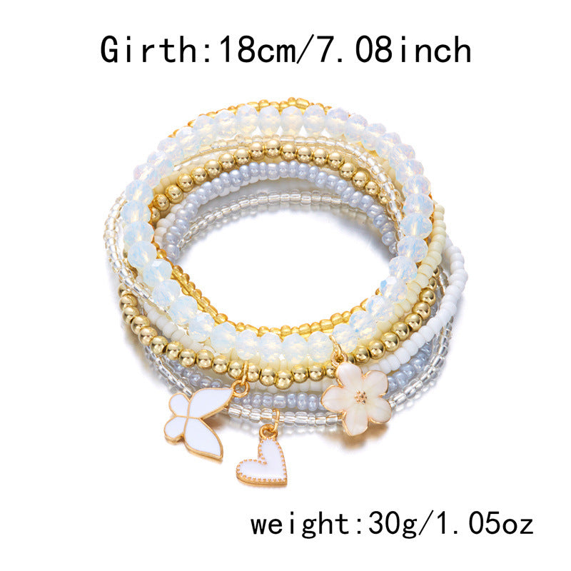 Boho Flower Butterfly Multi-Layer Beaded Bracelet 6W6JBR507