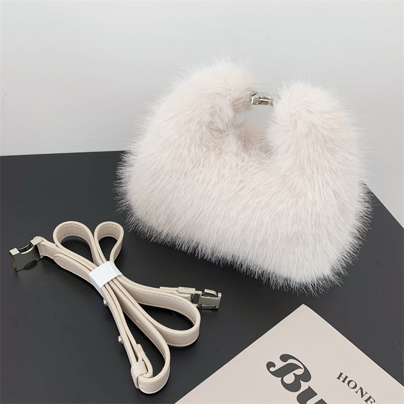 Trendy Faux Fox Fur Mini Furry Evening Bag DP25G657