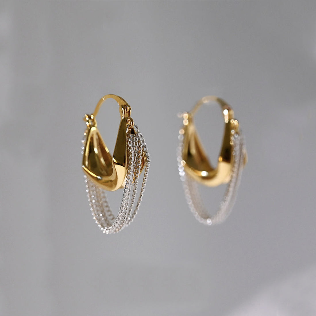 Gold Elegant Tassel Hoop Dangle Earrings DP25B900