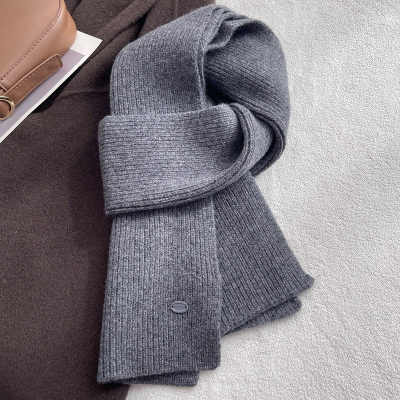 Solid Color Wool Blend Warm Knit Scarf 6W6NSC69
