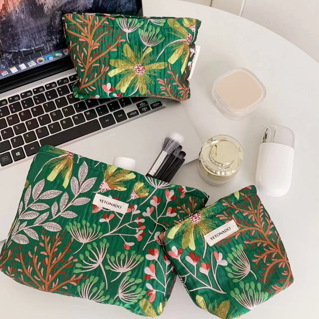 Floral Embroidery Makeup Bag - DippedShop Wholesale - #5171