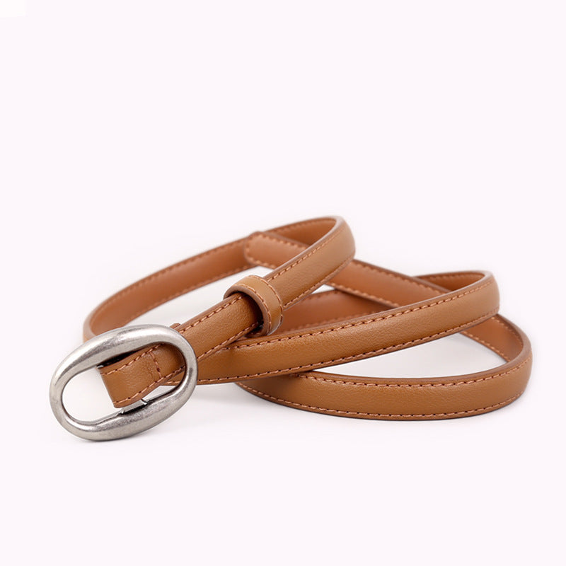 Vintage Oval Buckle Jeans Belt Leather Belt 6W6JBT155