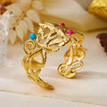 Chunky Gold Plated Embossed Open Cuff Bracelet 6W6JBR591