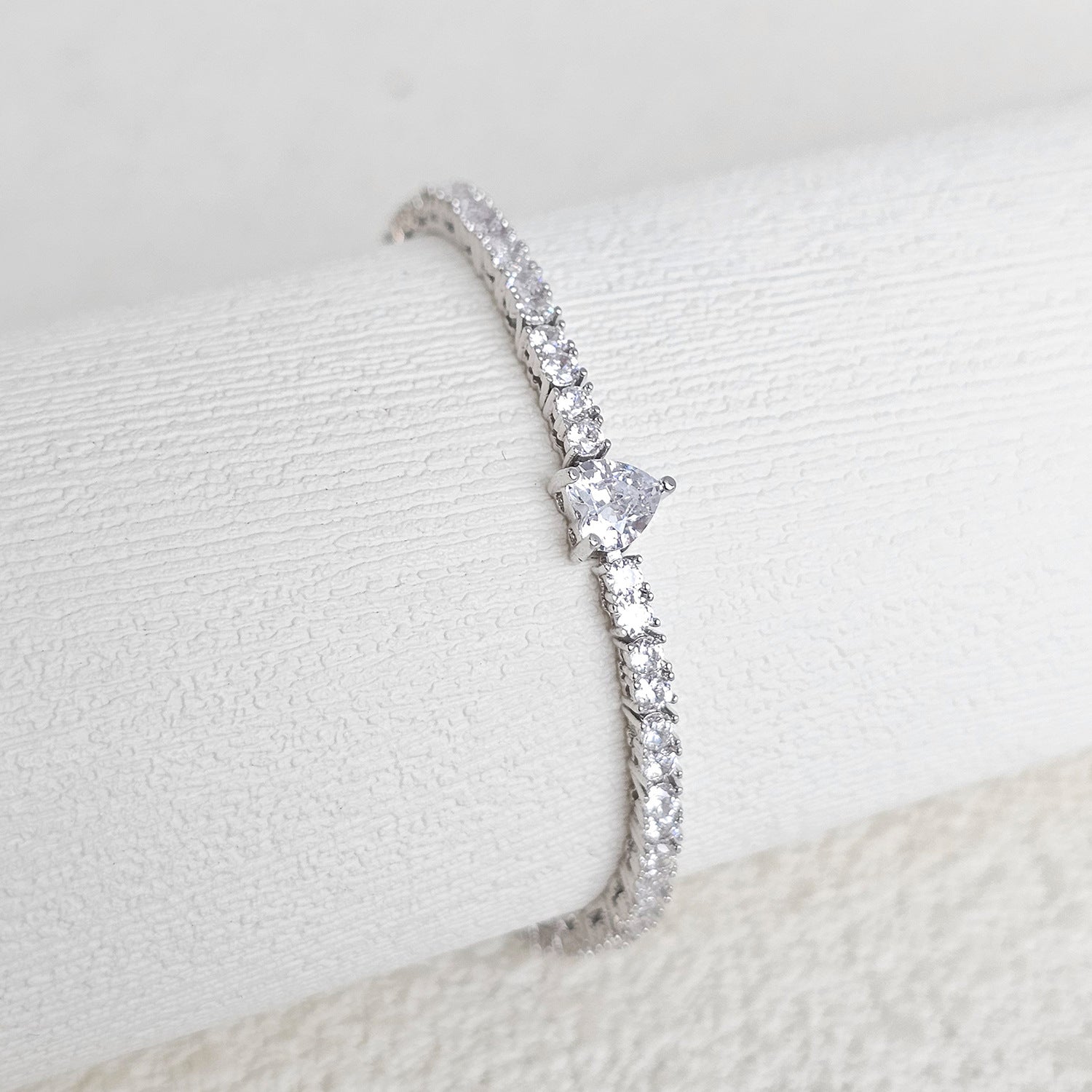 Trendy Heart Colorful Cubic Zirconia Chain Bracelet 6W6JBR383