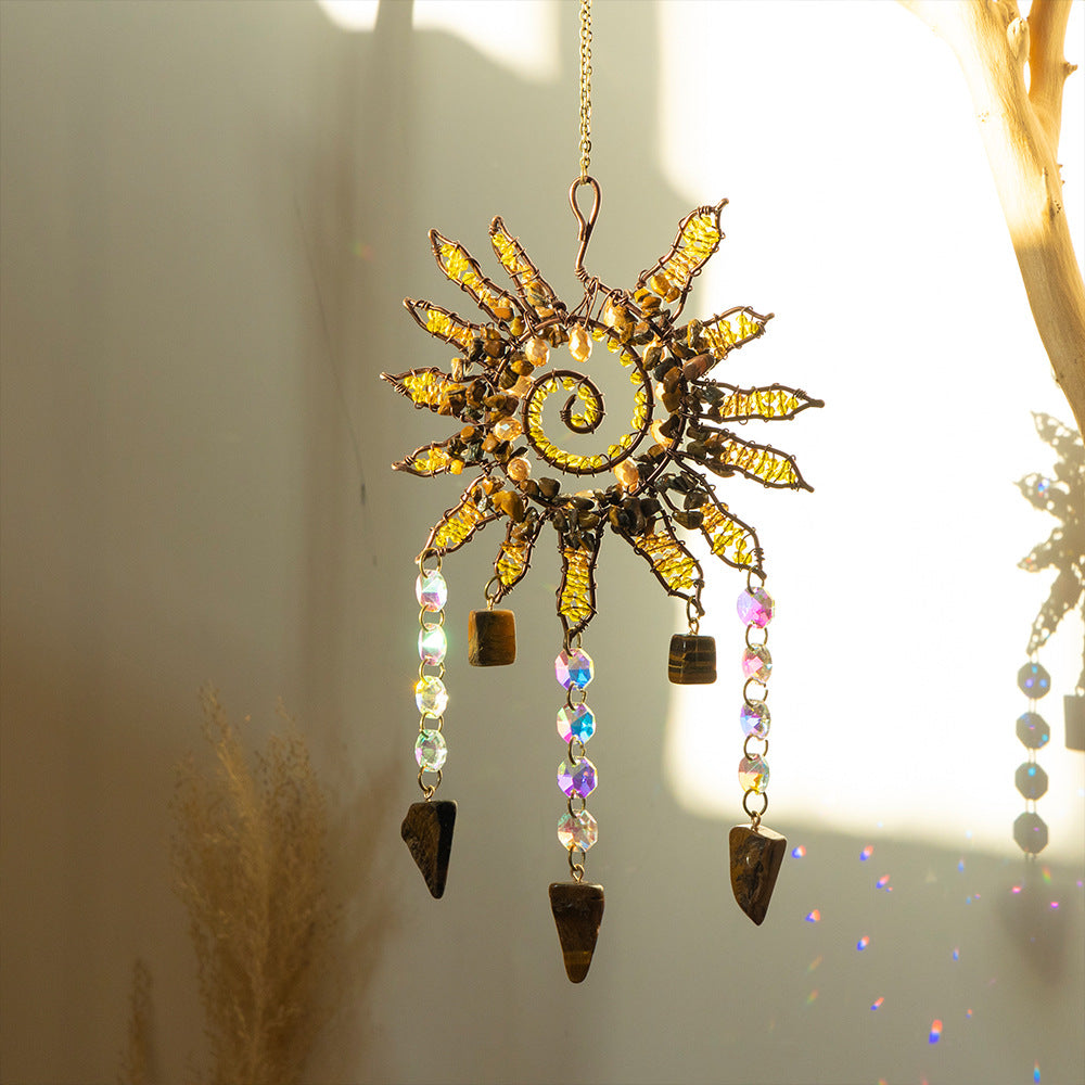 Handmade Natural Stone Tassel Sun Spiral Suncatcher MK2CZAS6H7HLS49