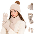 3-Piece Winter Warm Beanie Hat Scarf Gloves Set 6W6NSC87