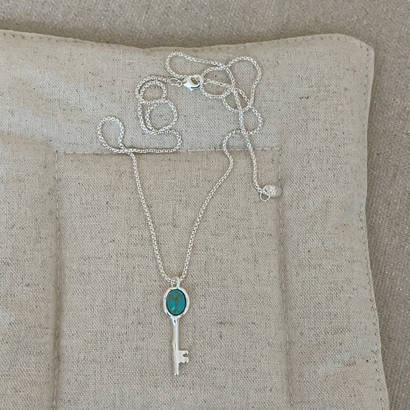 Trendy Turquoise Key Pendant Chain Necklace 6W6JNC445