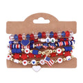 Stylish USA Flag Elastic Beaded Chain Bracelets Set 8ZA6JBR199T