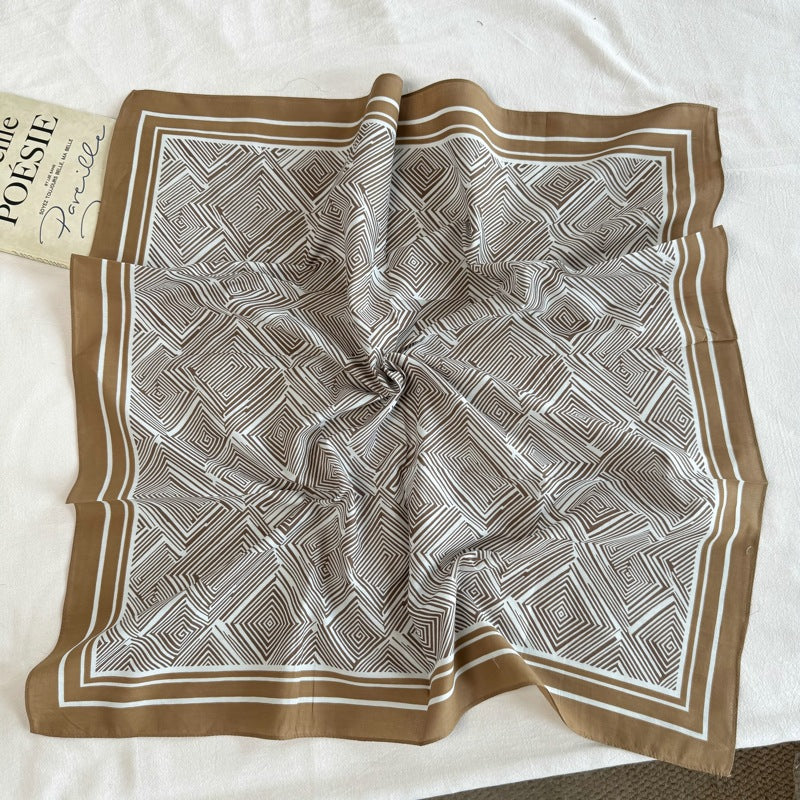 Vintage Striped Polka Dots Print Silk Scarf MK2BLW6W6NSI75