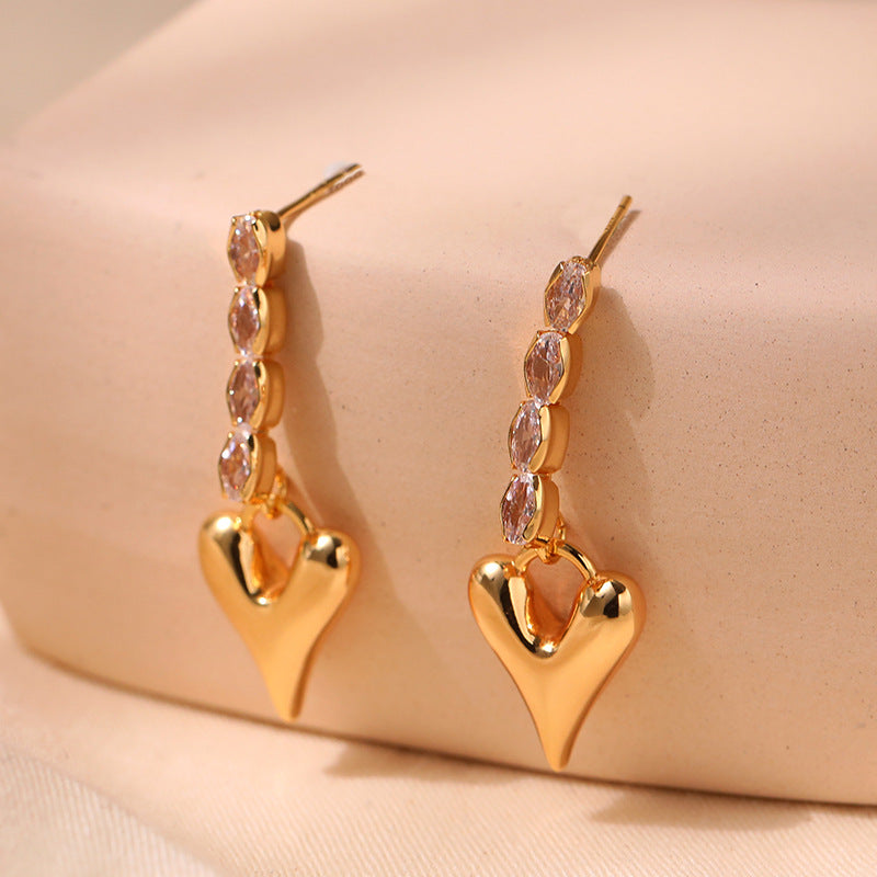 Elegant Rhinestone Heart Pendant Earrings DPJE1221