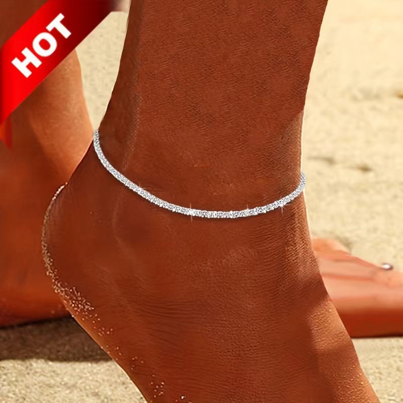 Simple Glitter Double Anklet DPJA8