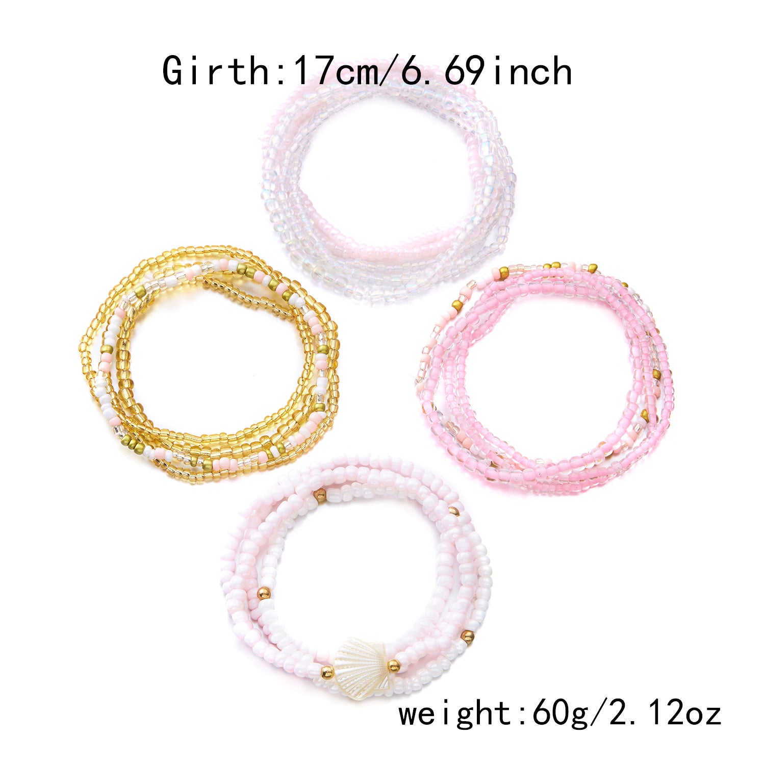Cute Multi-Color Beaded Chain Stackable Bracelets 6W6JBR505