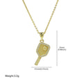 Simple Gold Plated Zirconia Tennis Racket Necklace 6W6JNC394L