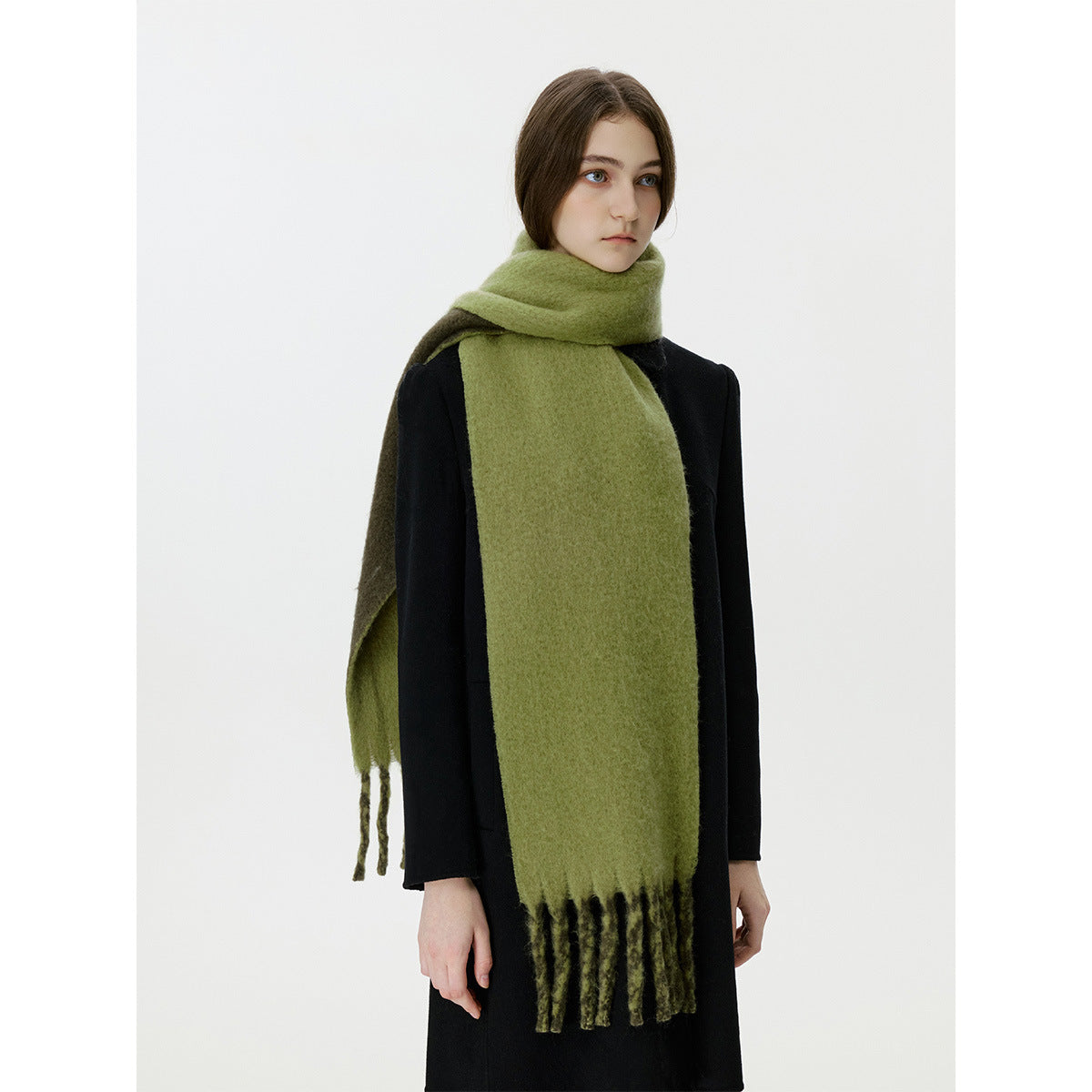 Minimalist Solid Color Reversible Tassel Scarf 6W6NSW250