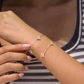 Simple Flower Gold Plated Cubic Zirconia Bracelet 6W6JBR460