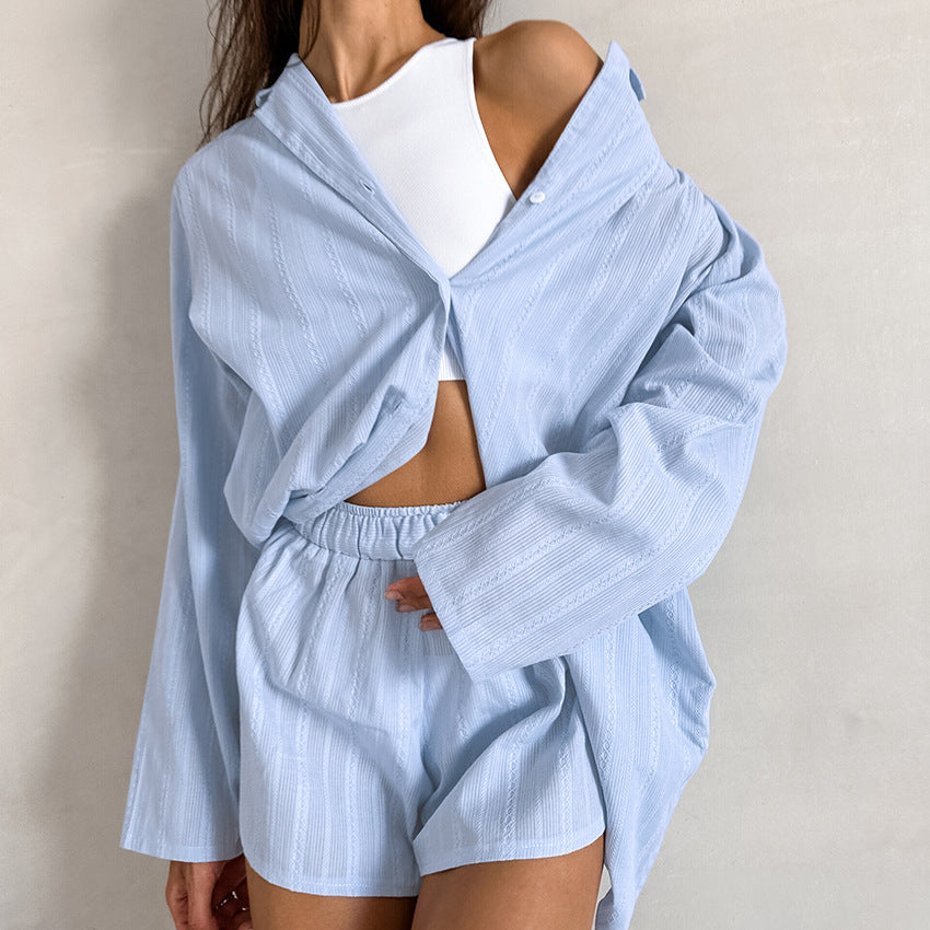 Stripe Jacquard Sleepwear Set - DippedShop Wholesale - #6883