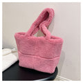 Solid Color Faux Shearling Shoulder Tote Bag 6W10BBG1882