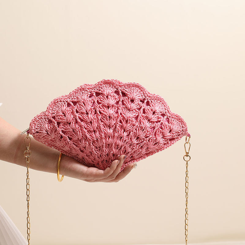 Shell Shaped Woven Crossbody Bag - DippedShop Wholesale - #8035